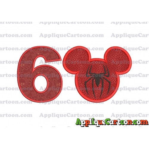 Mickey Mouse Spiderman Applique Design Birthday Number 6