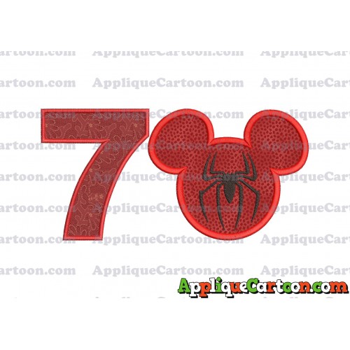 Mickey Mouse Spiderman Applique Design Birthday Number 7