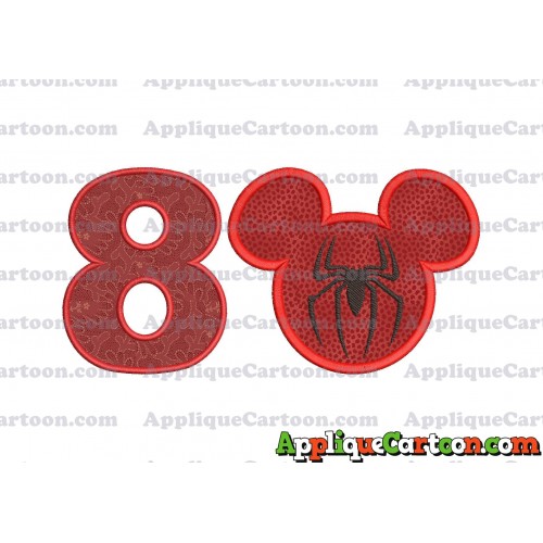 Mickey Mouse Spiderman Applique Design Birthday Number 8