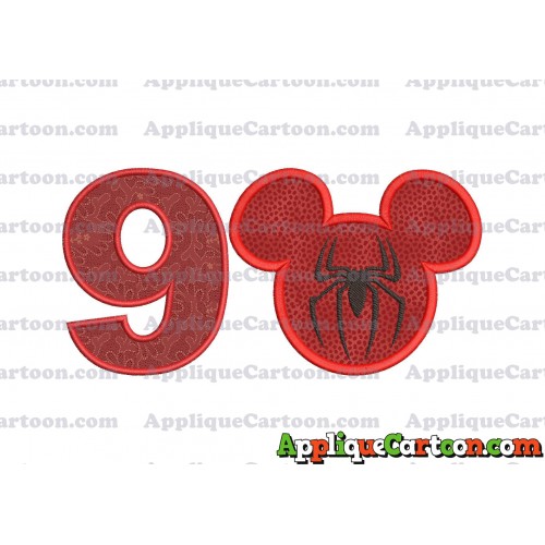Mickey Mouse Spiderman Applique Design Birthday Number 9