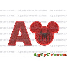 Mickey Mouse Spiderman Applique Design With Alphabet A