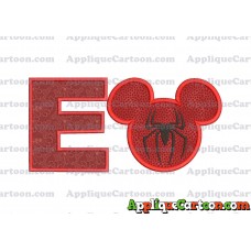 Mickey Mouse Spiderman Applique Design With Alphabet E