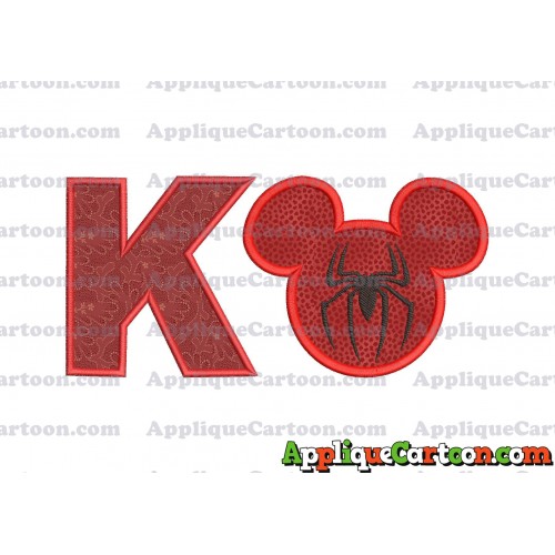 Mickey Mouse Spiderman Applique Design With Alphabet K