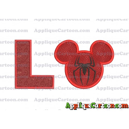 Mickey Mouse Spiderman Applique Design With Alphabet L