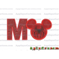 Mickey Mouse Spiderman Applique Design With Alphabet M