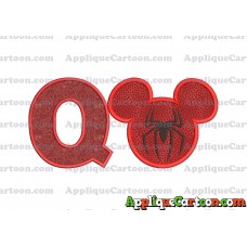Mickey Mouse Spiderman Applique Design With Alphabet Q