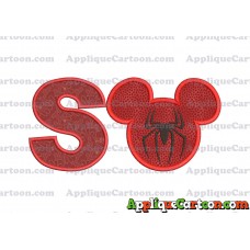 Mickey Mouse Spiderman Applique Design With Alphabet S