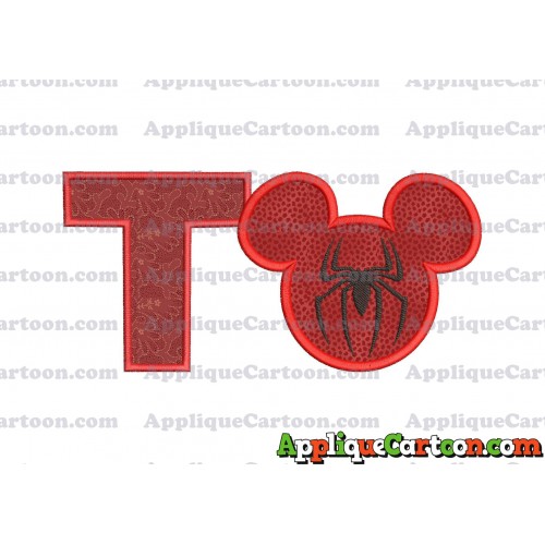 Mickey Mouse Spiderman Applique Design With Alphabet T