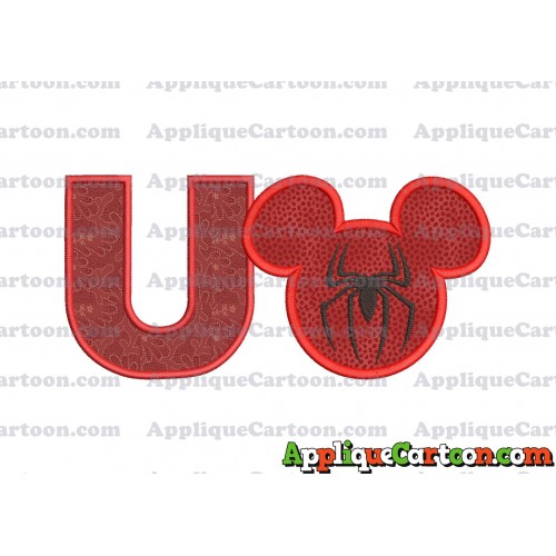 Mickey Mouse Spiderman Applique Design With Alphabet U
