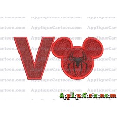 Mickey Mouse Spiderman Applique Design With Alphabet V