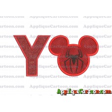Mickey Mouse Spiderman Applique Design With Alphabet Y