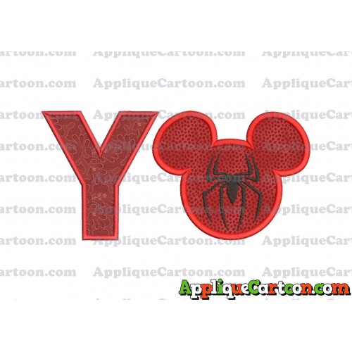 Mickey Mouse Spiderman Applique Design With Alphabet Y