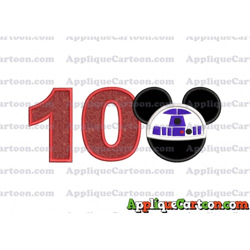 Mickey Mouse Star Wars 4 Applique Machine Embroidery Design Birthday Number 10