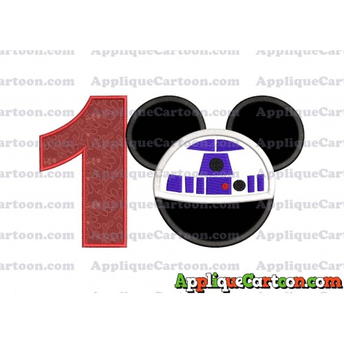 Mickey Mouse Star Wars 4 Applique Machine Embroidery Design Birthday Number 1