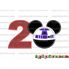 Mickey Mouse Star Wars 4 Applique Machine Embroidery Design Birthday Number 2