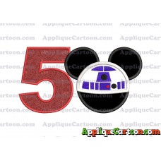 Mickey Mouse Star Wars 4 Applique Machine Embroidery Design Birthday Number 5