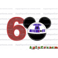 Mickey Mouse Star Wars 4 Applique Machine Embroidery Design Birthday Number 6
