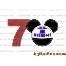 Mickey Mouse Star Wars 4 Applique Machine Embroidery Design Birthday Number 7