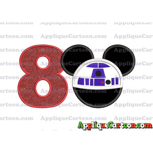 Mickey Mouse Star Wars 4 Applique Machine Embroidery Design Birthday Number 8