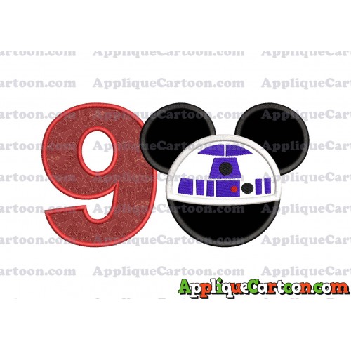 Mickey Mouse Star Wars 4 Applique Machine Embroidery Design Birthday Number 9