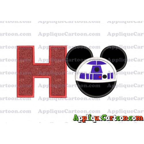 Mickey Mouse Star Wars 4 Applique Machine Embroidery Design With Alphabet H
