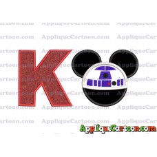 Mickey Mouse Star Wars 4 Applique Machine Embroidery Design With Alphabet K