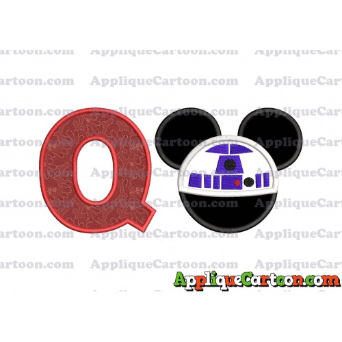 Mickey Mouse Star Wars 4 Applique Machine Embroidery Design With Alphabet Q