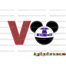 Mickey Mouse Star Wars 4 Applique Machine Embroidery Design With Alphabet V