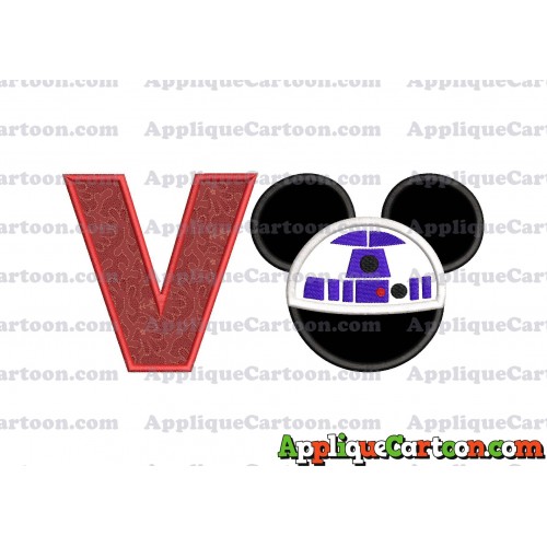 Mickey Mouse Star Wars 4 Applique Machine Embroidery Design With Alphabet V