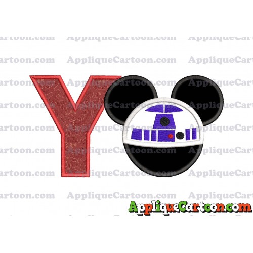 Mickey Mouse Star Wars 4 Applique Machine Embroidery Design With Alphabet Y
