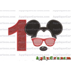 Mickey Mouse With Glasses Applique Design Birthday Number 1