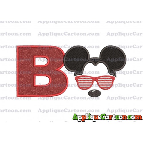 Mickey Mouse With Glasses Applique Design With Alphabet B