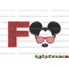 Mickey Mouse With Glasses Applique Design With Alphabet F