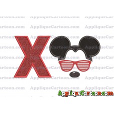 Mickey Mouse With Glasses Applique Design With Alphabet X