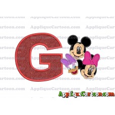 Mickey Mouse and Minnie Mouse With Daisy Duck Faces Applique Embroidery Design With Alphabet G