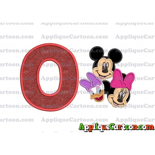 Mickey Mouse and Minnie Mouse With Daisy Duck Faces Applique Embroidery Design With Alphabet O