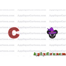 Mickey Wizard Hat Halloween Ears Applique Design With Alphabet C