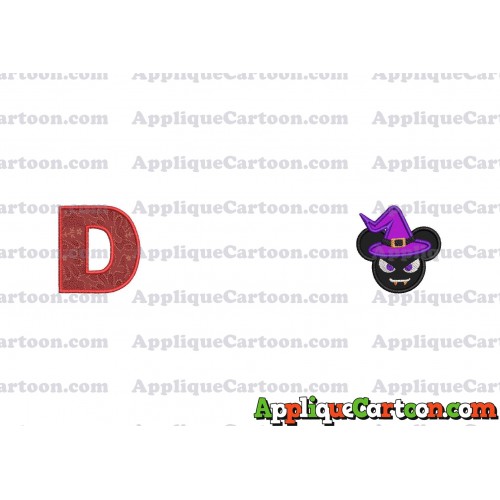 Mickey Wizard Hat Halloween Ears Applique Design With Alphabet D