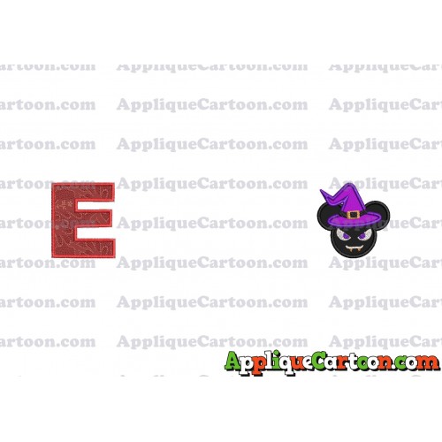 Mickey Wizard Hat Halloween Ears Applique Design With Alphabet E