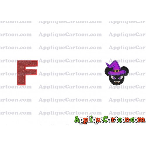 Mickey Wizard Hat Halloween Ears Applique Design With Alphabet F