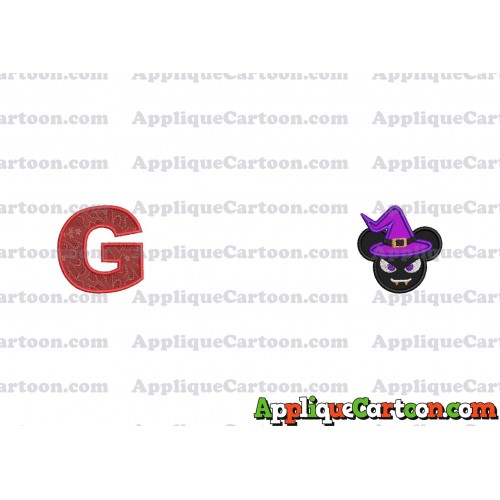 Mickey Wizard Hat Halloween Ears Applique Design With Alphabet G