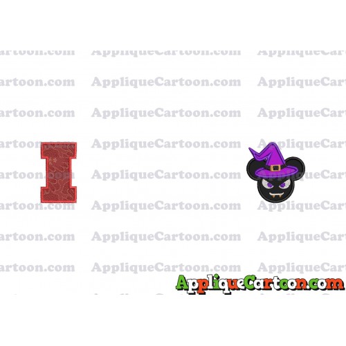 Mickey Wizard Hat Halloween Ears Applique Design With Alphabet I