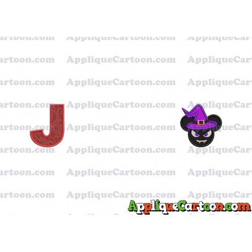 Mickey Wizard Hat Halloween Ears Applique Design With Alphabet J