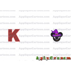 Mickey Wizard Hat Halloween Ears Applique Design With Alphabet K