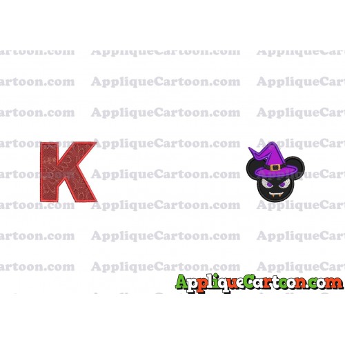 Mickey Wizard Hat Halloween Ears Applique Design With Alphabet K