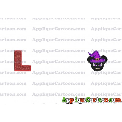 Mickey Wizard Hat Halloween Ears Applique Design With Alphabet L