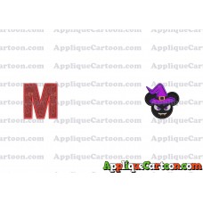 Mickey Wizard Hat Halloween Ears Applique Design With Alphabet M