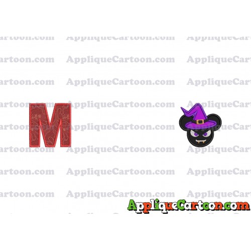 Mickey Wizard Hat Halloween Ears Applique Design With Alphabet M