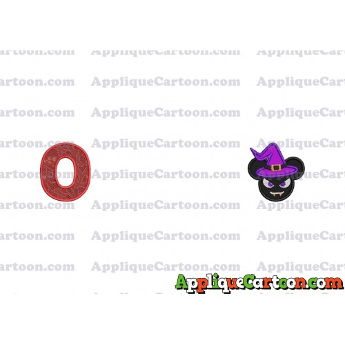 Mickey Wizard Hat Halloween Ears Applique Design With Alphabet O