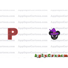 Mickey Wizard Hat Halloween Ears Applique Design With Alphabet P